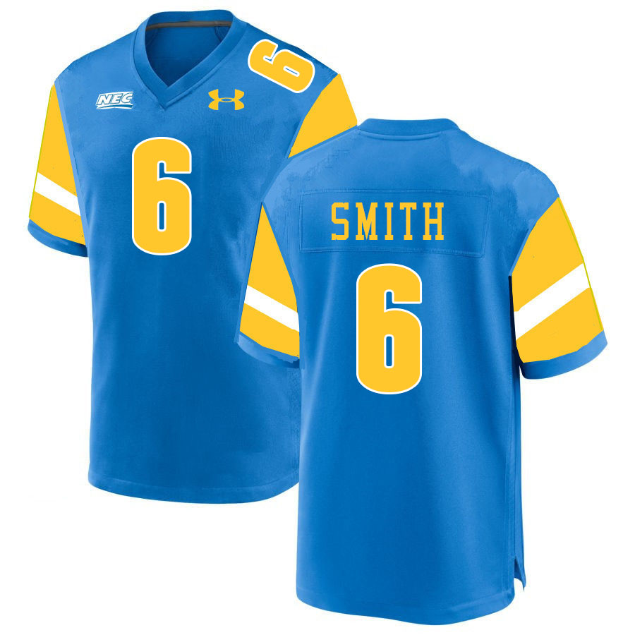 Men #6 Maurice Smith Long Island University Sharks College Football Jerseys Stitched-Blue